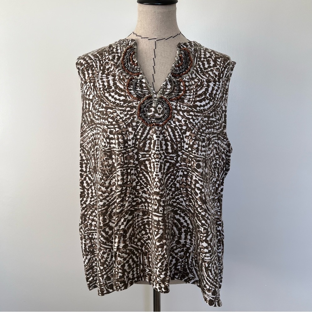 Charter club brown beaded v neck tank top